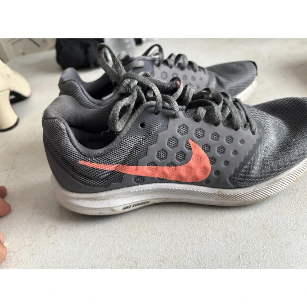 Nike Downshifter‎ 7 Womans Grey Lava Glow Pink Sneakers Running Shoes - size 7.5
